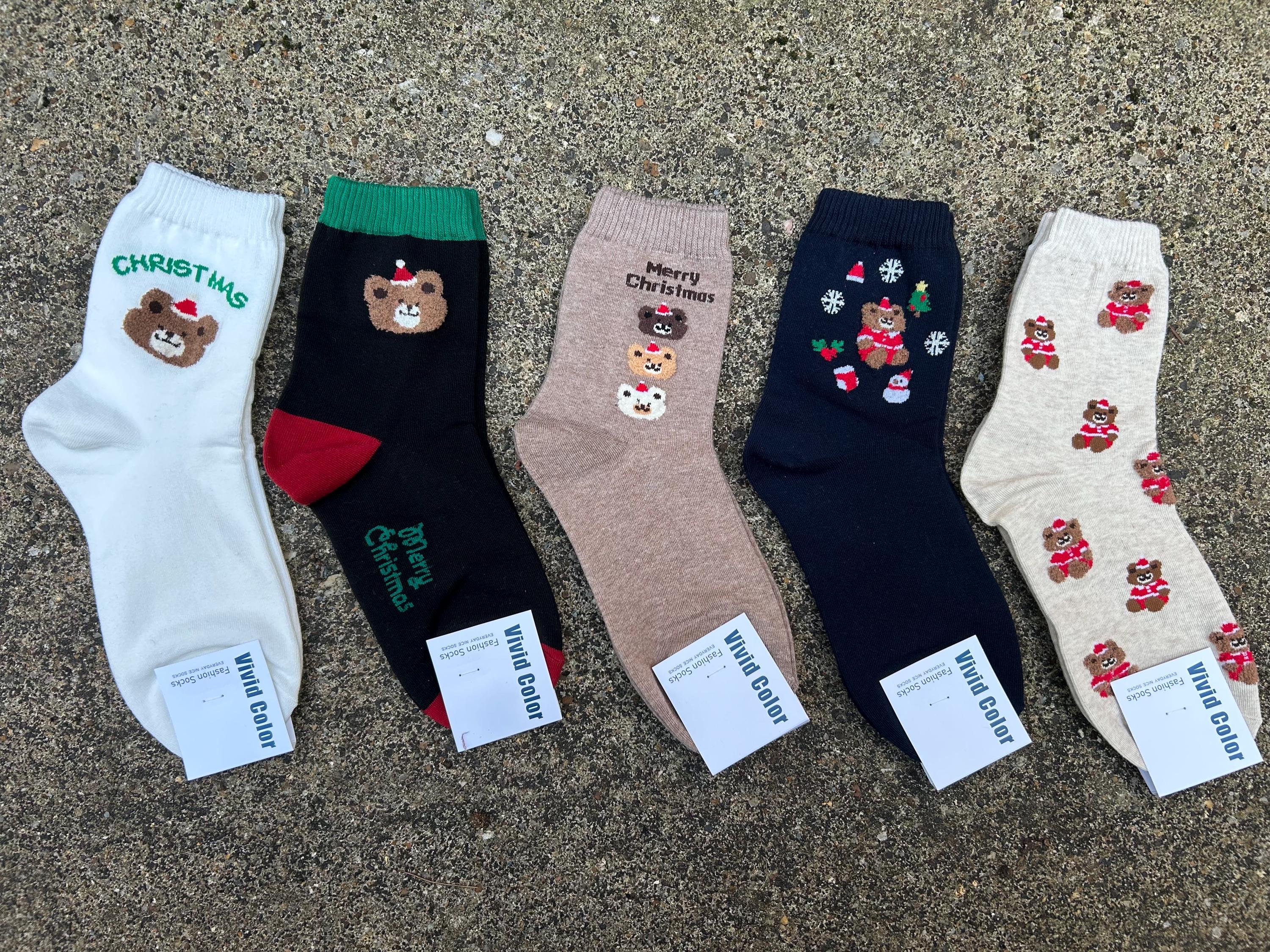 Teddy Bear Christmas Socks