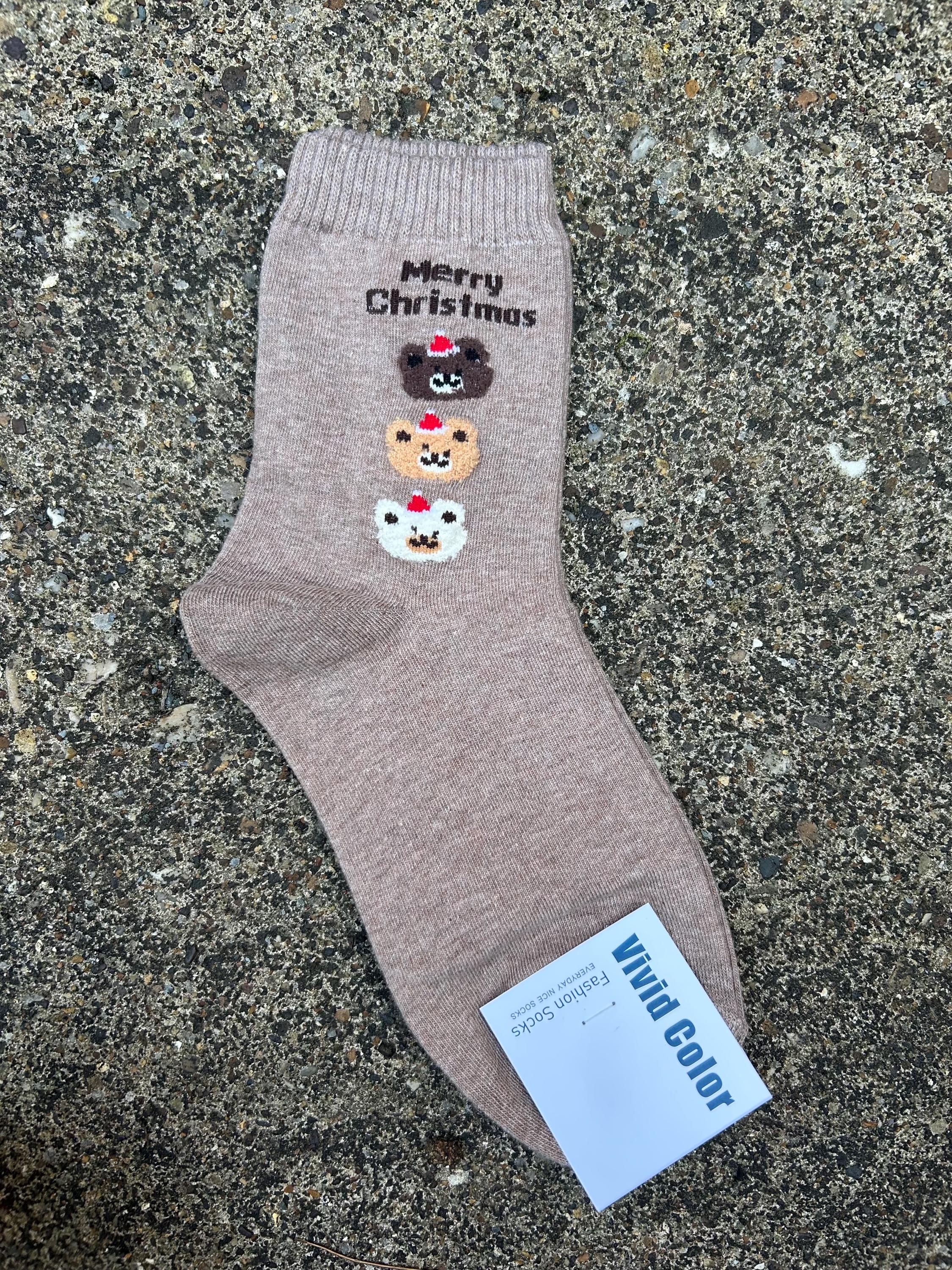 Teddy Bear Christmas Socks