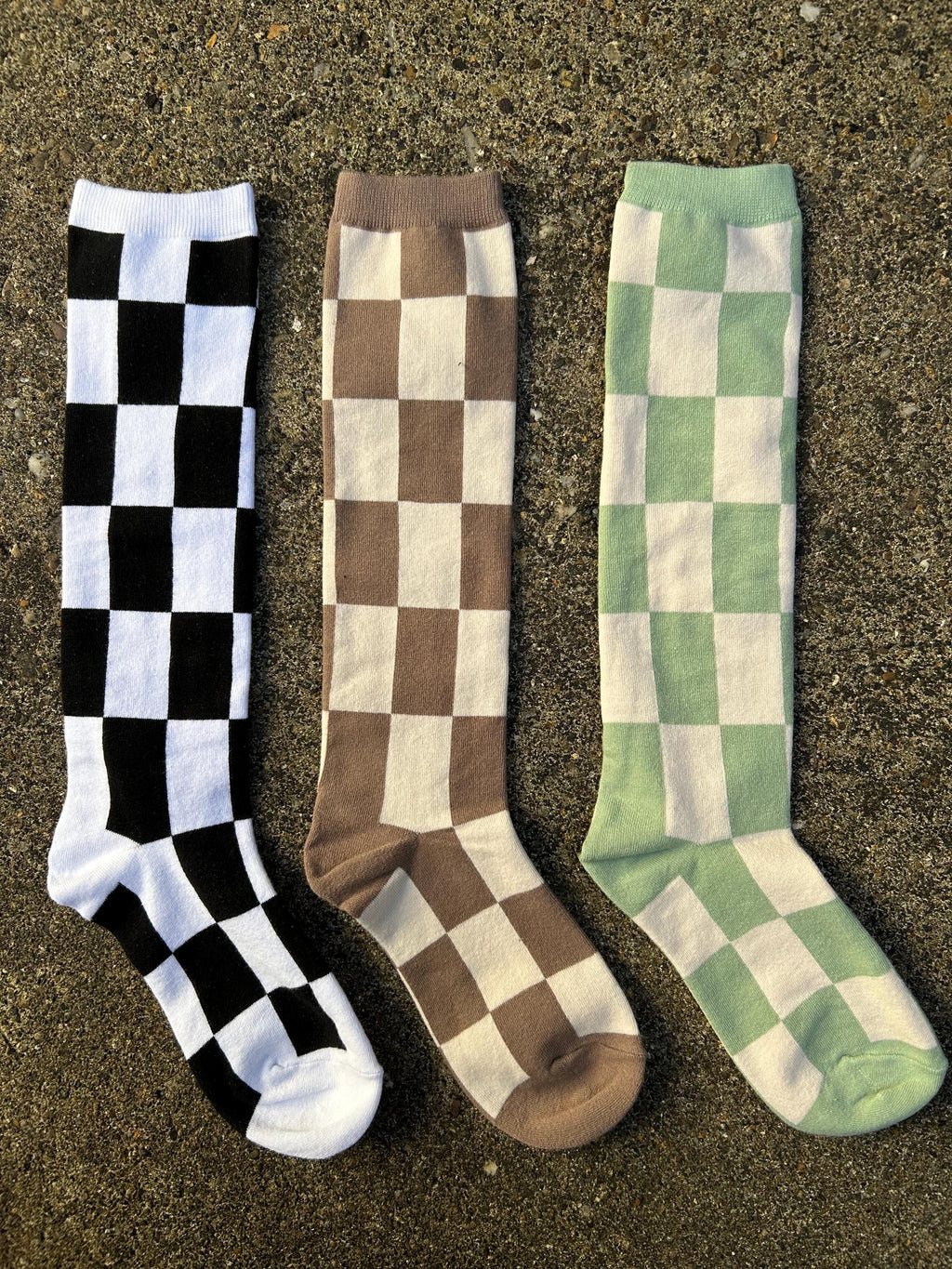 Checkerboard Knee Length Socks