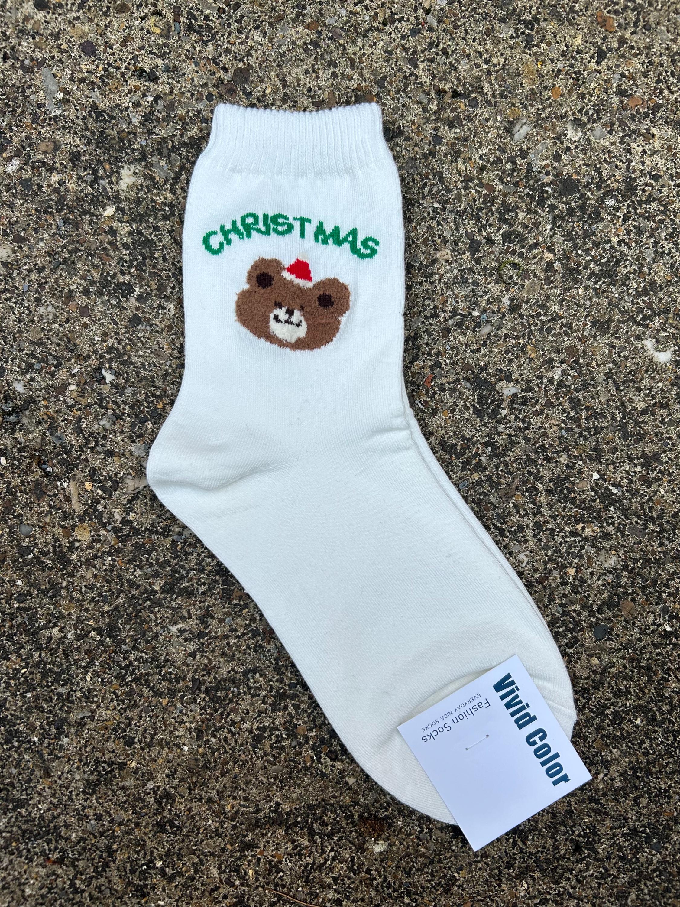 Teddy Bear Christmas Socks