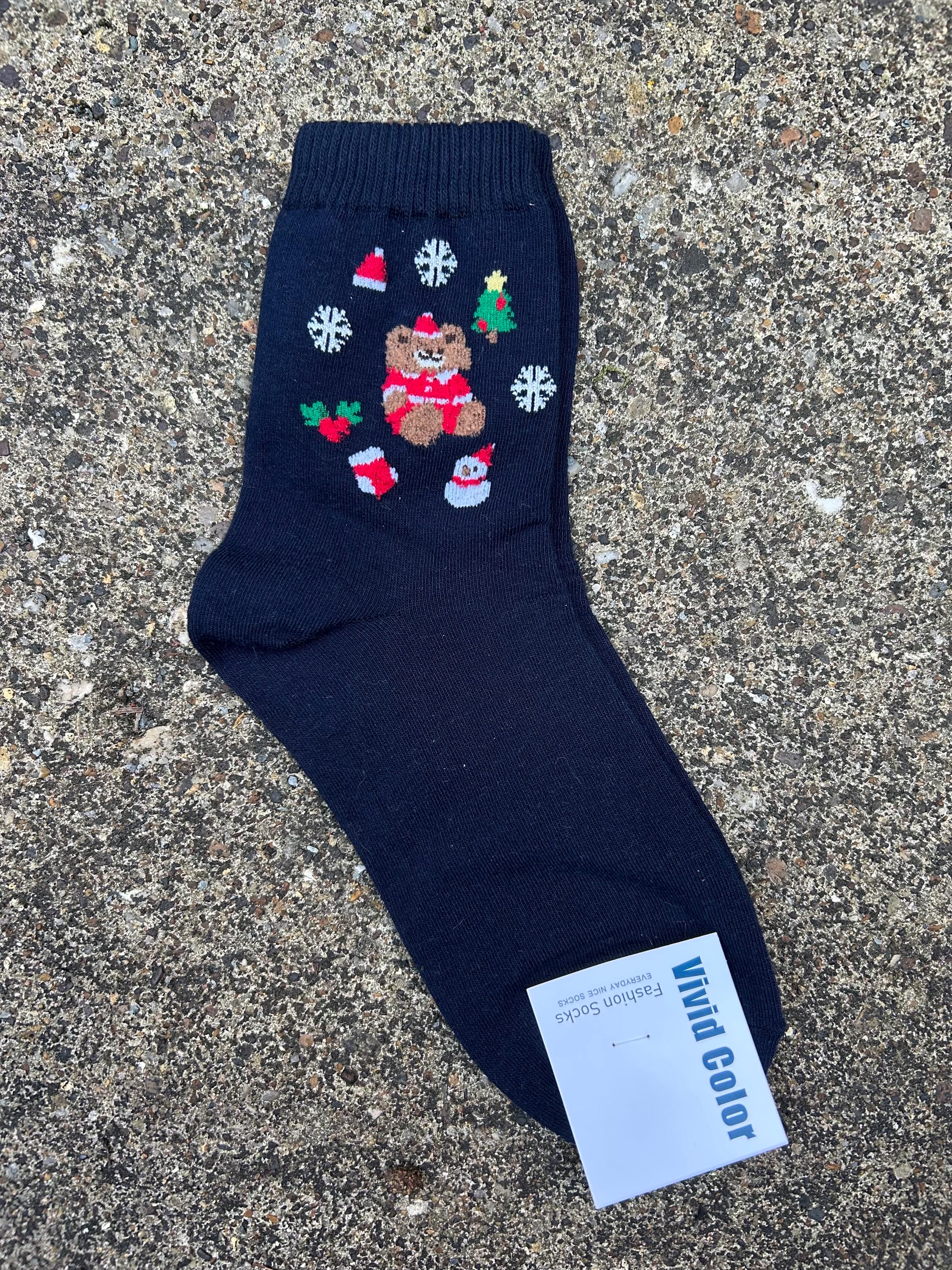 Teddy Bear Christmas Socks
