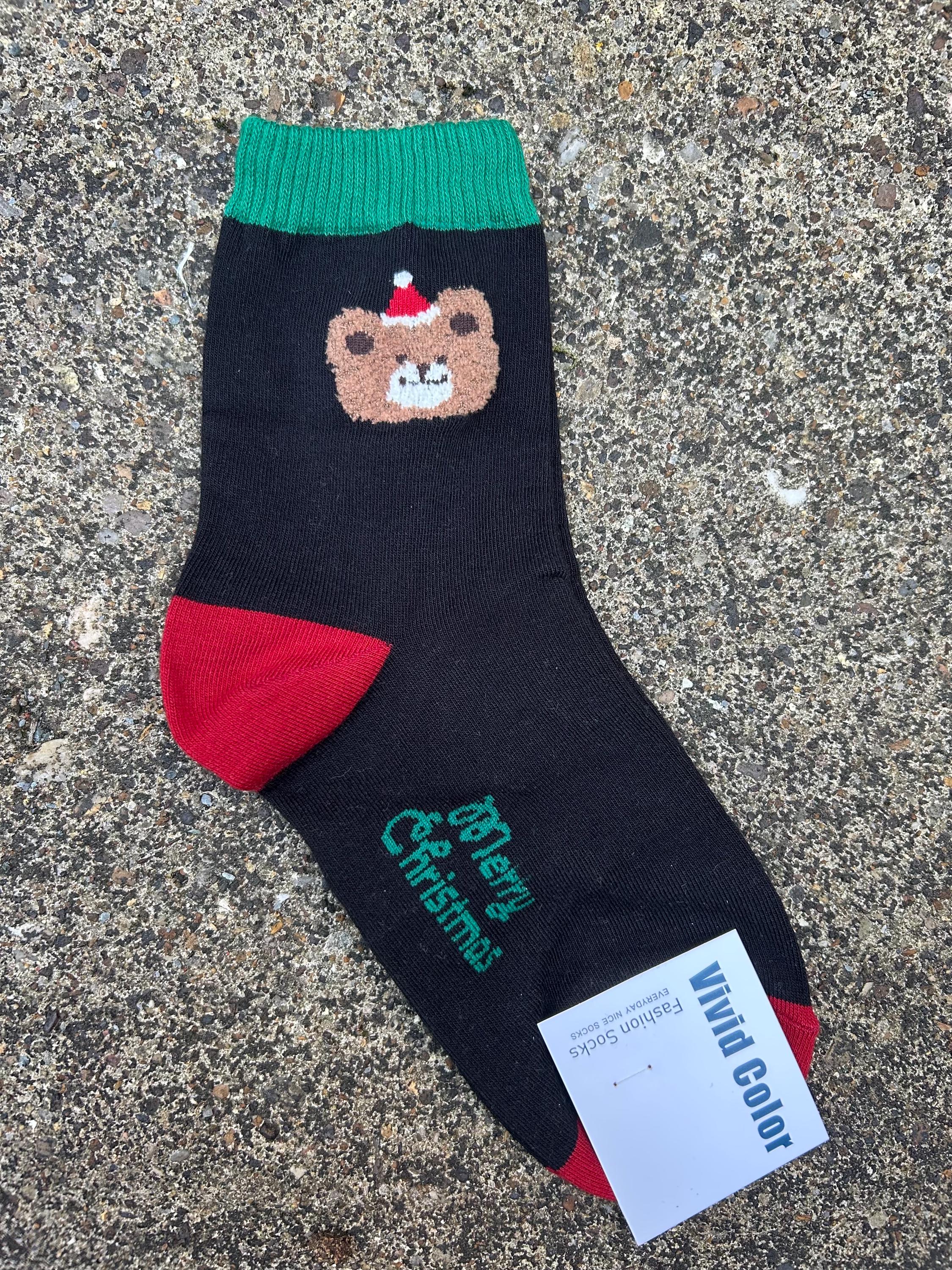 Teddy Bear Christmas Socks