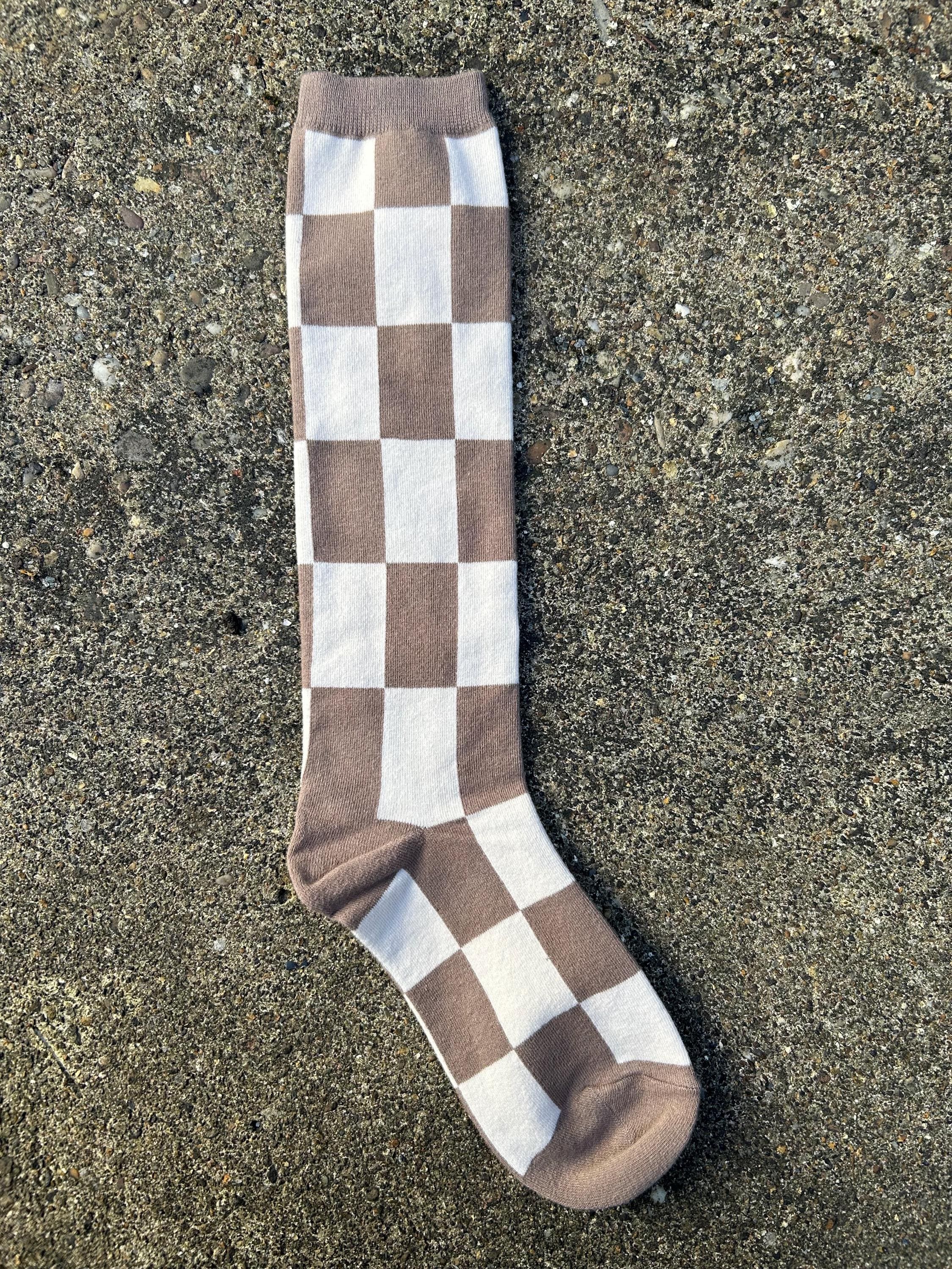 Checkerboard Knee Length Socks