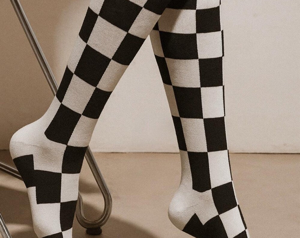 Checkerboard Knee Length Socks